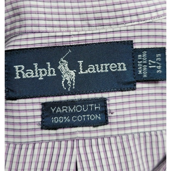 Ralph Lauren Mens Yarmouth Long Sleeve Shirt 17 34/35 Purple Check - Picture 4 of 5